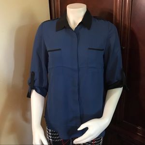 🆕 Sugarmint Blue/Black Blouse-Med
